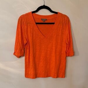 Lilla P Vibrant Orange V-Neck Top